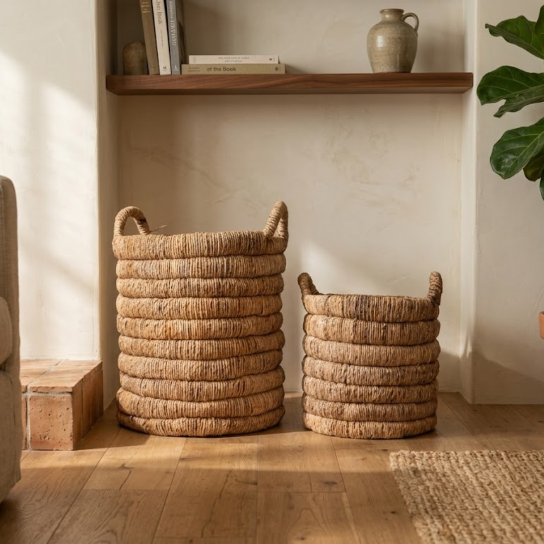 Canastos Soleros de fibra natural tejida a mano — Canastos decorativos Casa KOS