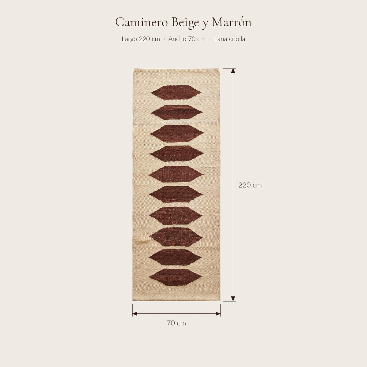 Caminero Beige y Marrón — medidas 0,70 × 2,20 m