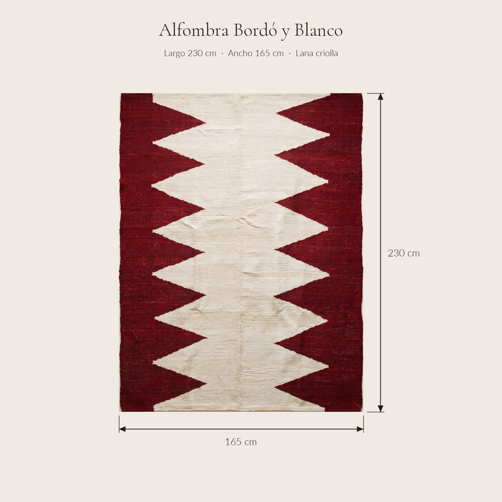 Alfombra Bordó y Blanco — medidas 1,65 × 2,30 m