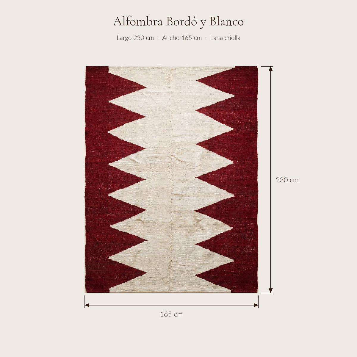 Alfombra Bordó y Blanco — medidas 1,65 × 2,30 m