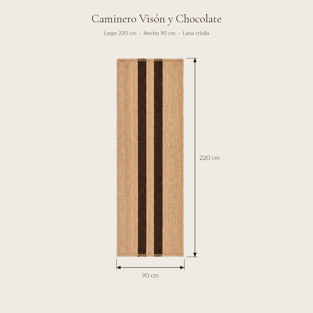 Caminero Visón y Chocolate — medidas 0,90 × 2,20 m