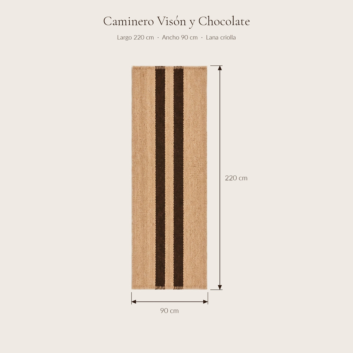 Caminero Visón y Chocolate — medidas 0,90 × 2,20 m