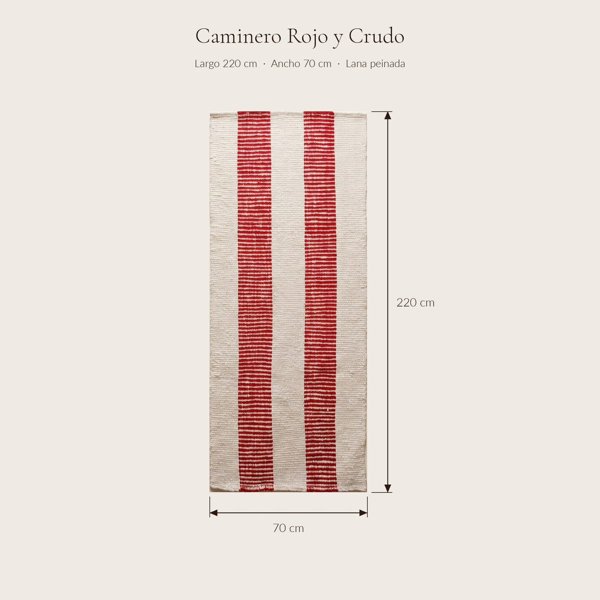 Caminero Rojo y Crudo — medidas 0,70 × 2,20 m