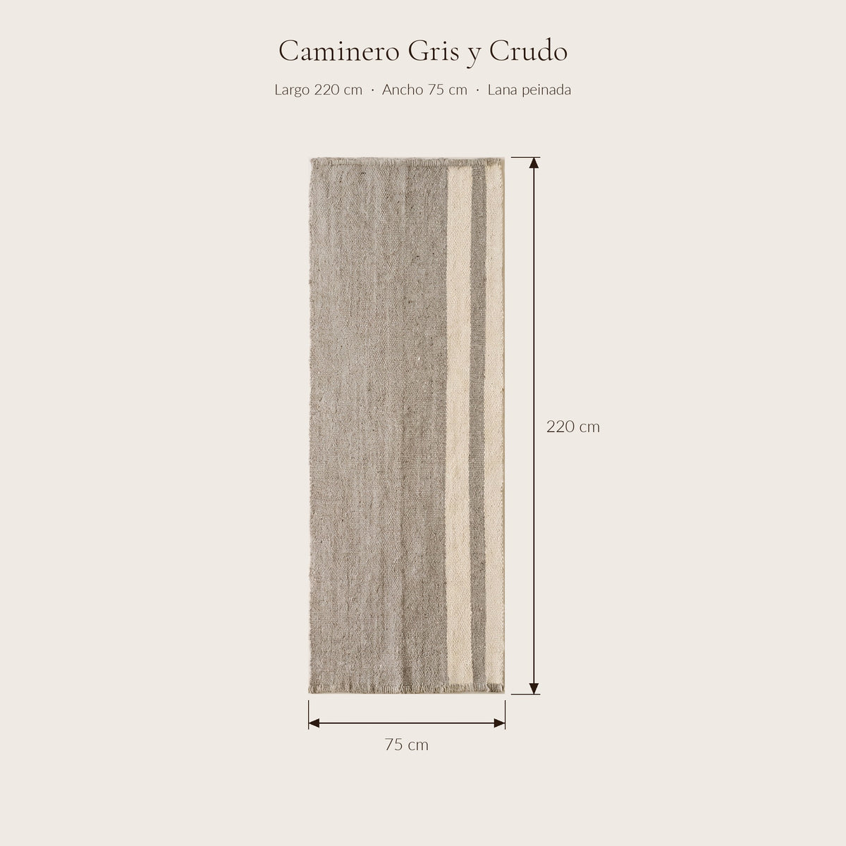 Caminero Gris y Crudo — medidas 0,75 × 2,20 m