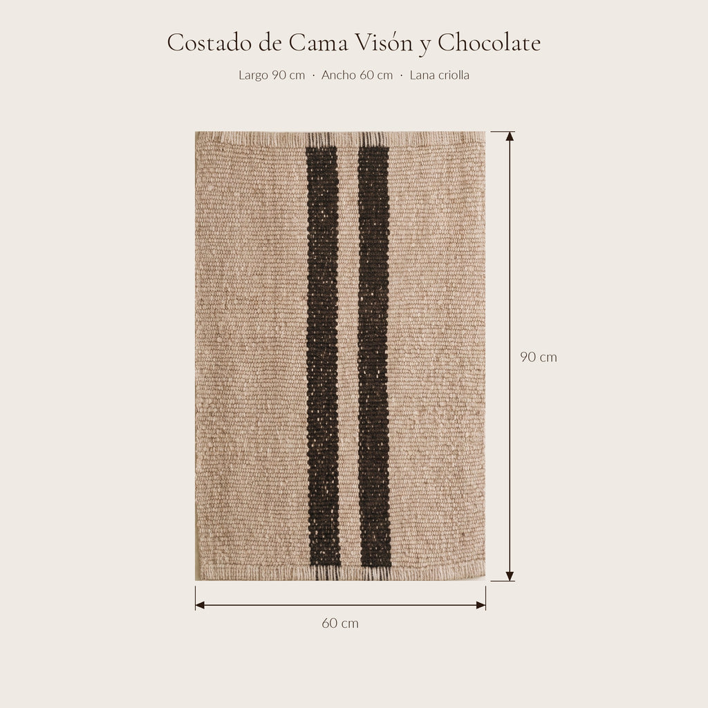 Costado de Cama Visón y Chocolate — medidas 60 × 90 cm