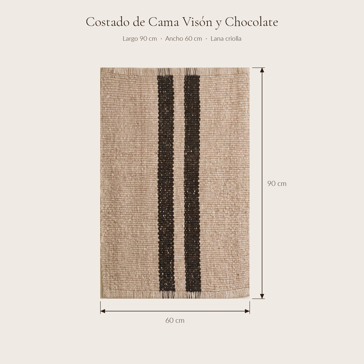 Costado de Cama Visón y Chocolate — medidas 60 × 90 cm