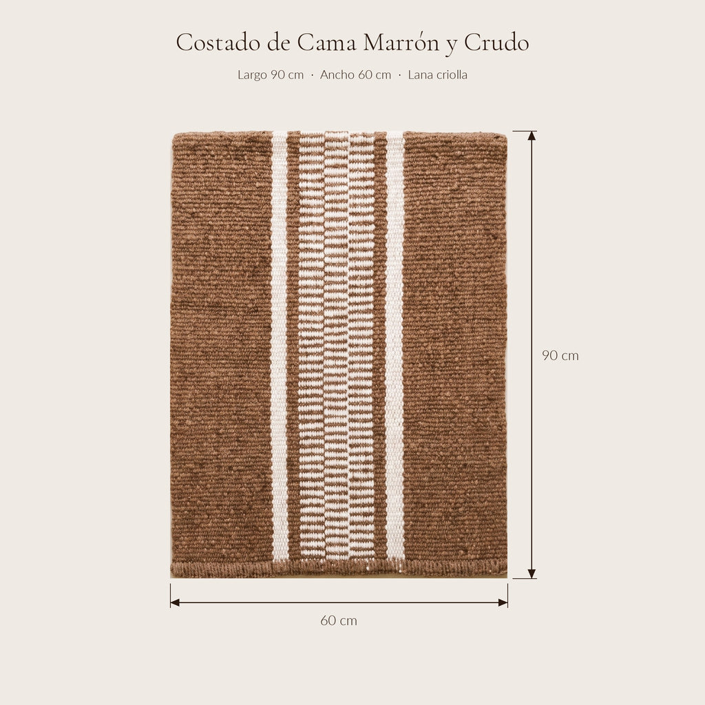 Costado de Cama Marrón y Crudo — medidas 60 × 90 cm