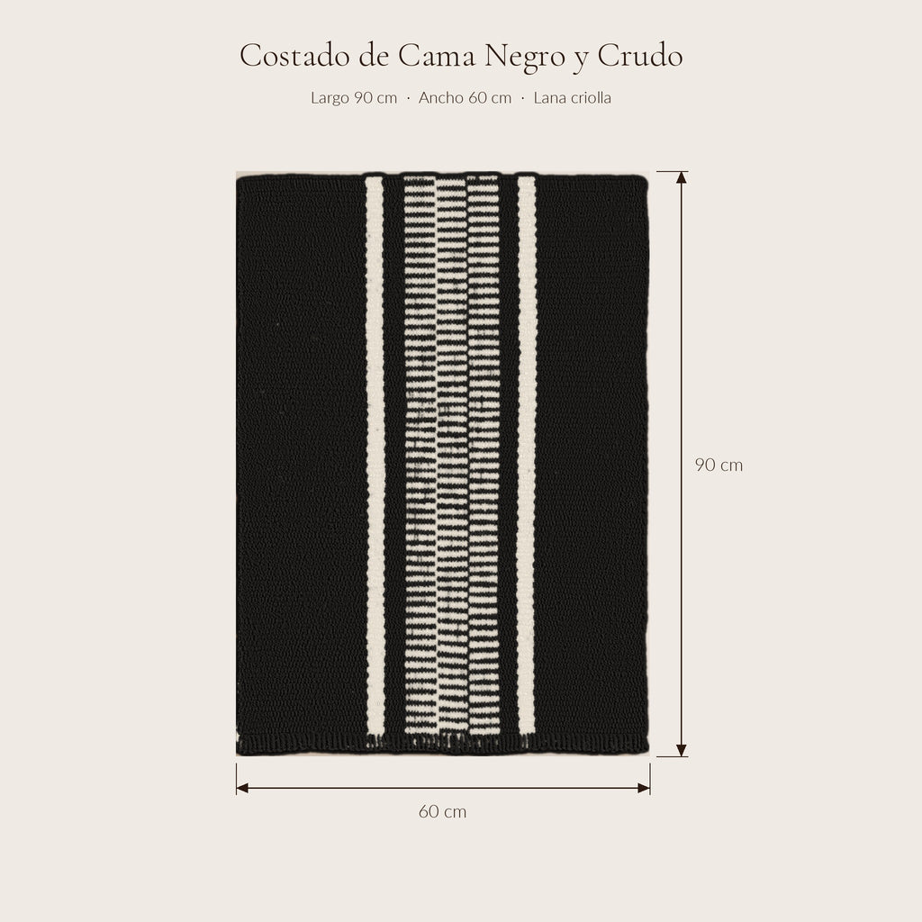 Costado de Cama Negro y Crudo — medidas 60 × 90 cm