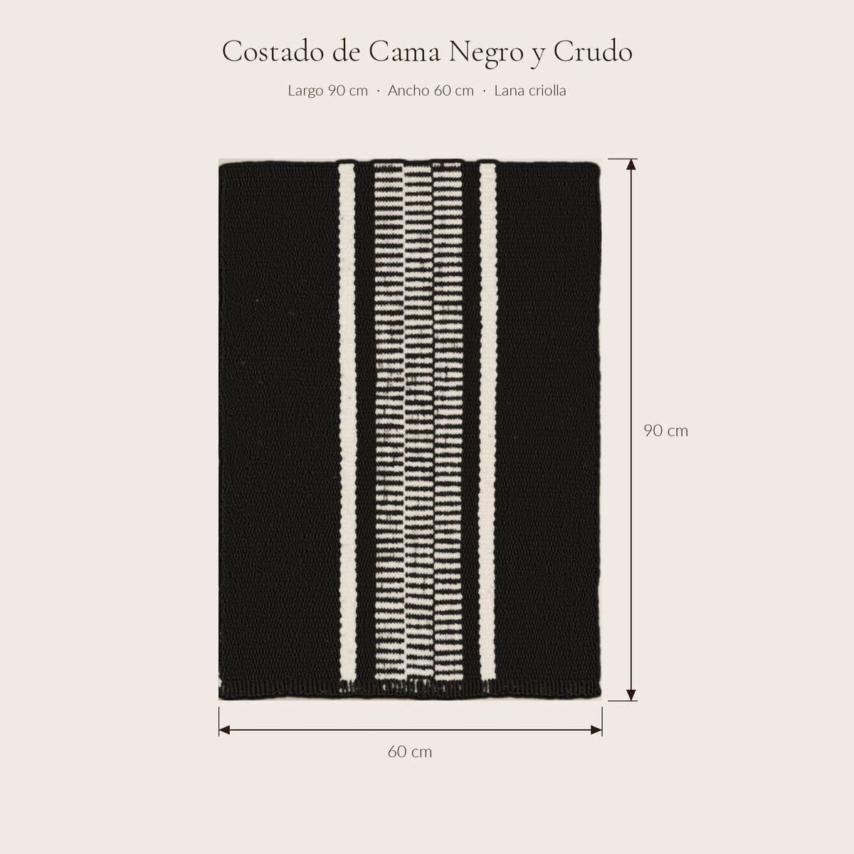 Costado de Cama Negro y Crudo — medidas 60 × 90 cm