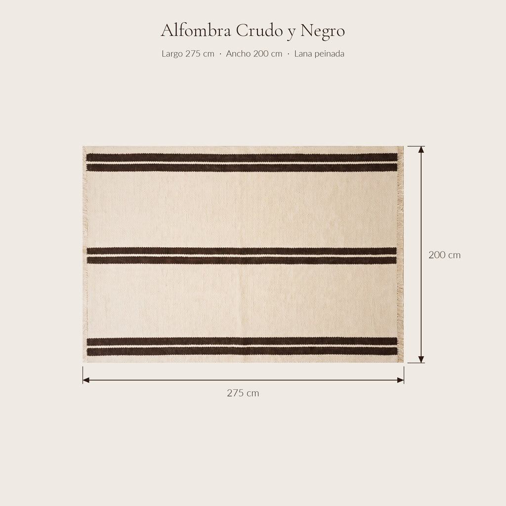 Alfombra Crudo y Negro — medidas 2,00 × 2,75 m